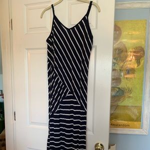 Navy & White Striped Maxi Dress